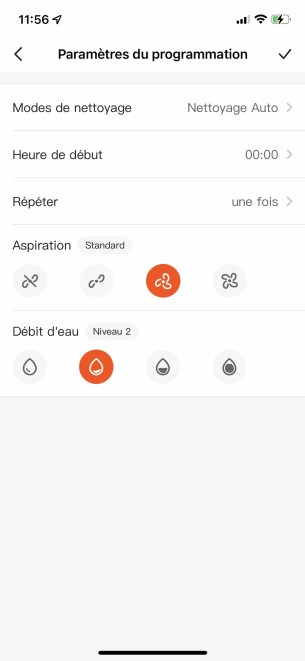 Pour chaque cycle programmé, vous pouvez définir l'heure, la régularité et le mode de nettoyage (aspiration ou lavage) // Source : Frandroid / Yazid Amer