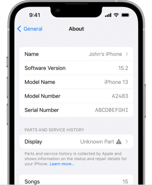Si une pièce n'est pas conforme, l'iPhone le signale // Source : Apple
