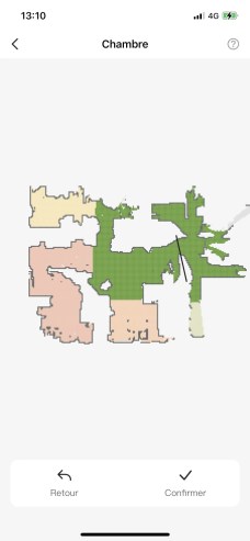 Ici, nous avons séparé la cuisine (jaune) du salon (vert). // Source : Frandroid - Yazid Amer