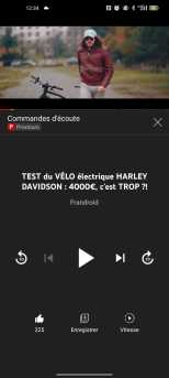 YouTube commandes d'écoute screen