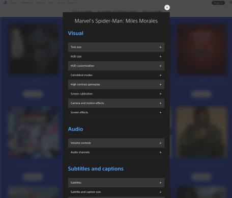 La liste des paramètres d'accessibilité pour Spider-Man : Miles Morales