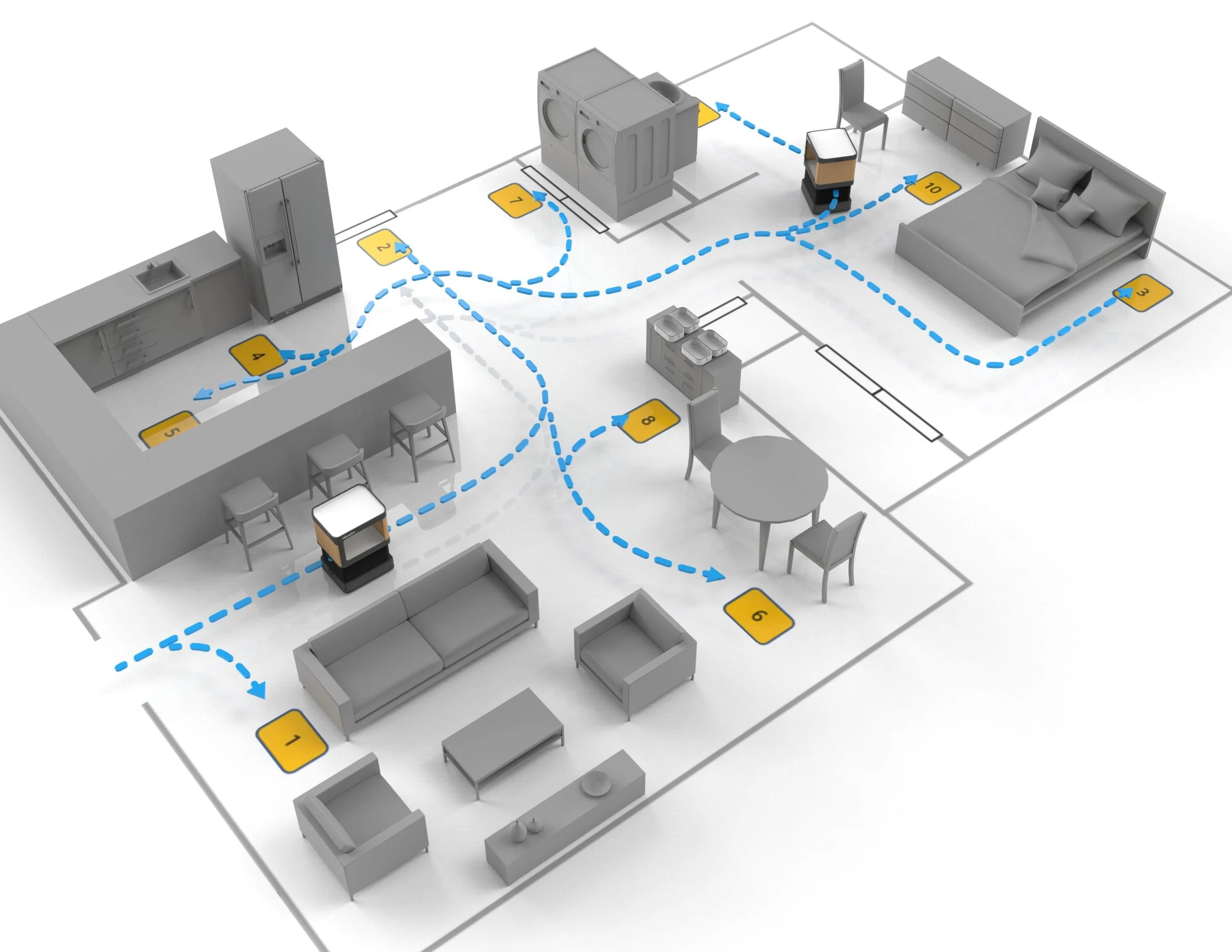 Vous devez définir des "arrêts" à mémoriser pour le robot assistant // Source : Labrador Systems