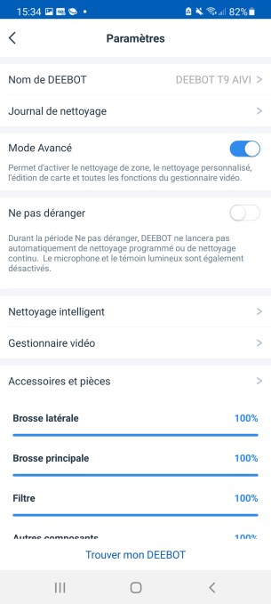 Dans la section Nettoyage intelligent est importante, vous y acitverez la reconnaissnce intelligente d'objet ou la puissance de nettoyage automatique // Source : Yazid Amer - Frandroid