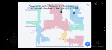 Dans Gestionnaire de vidéo, vous accèder à la carte de votre domicile et pouvez envoyer le robot où vous le désirez // Source : Yazid Amer - Frandroid