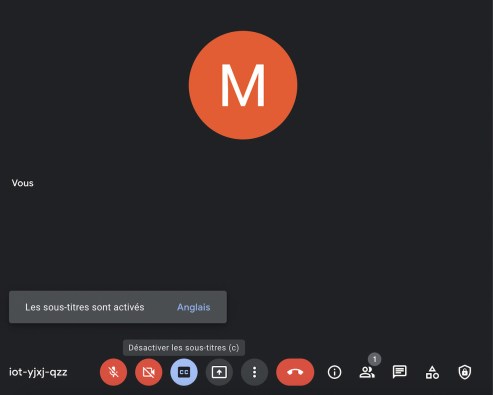Activation des sous-titres dans Google Meet