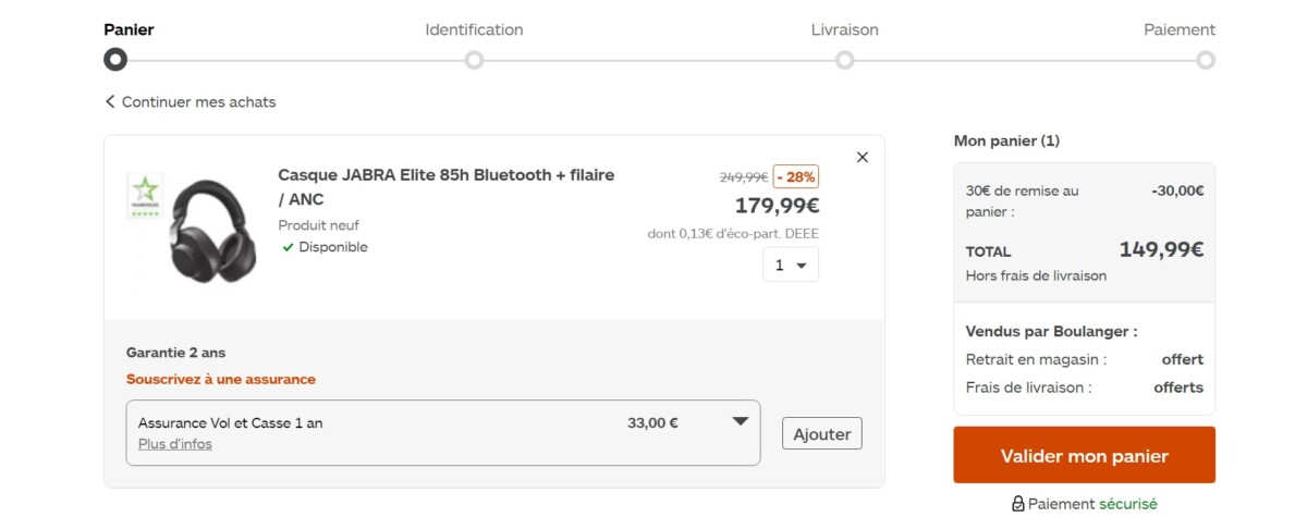 jabra elite 85h remise au panier