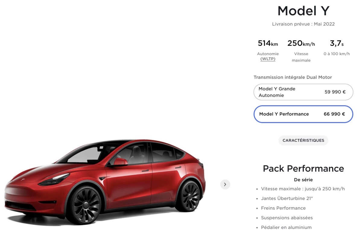 Model Y Tesla Performance Configurateur