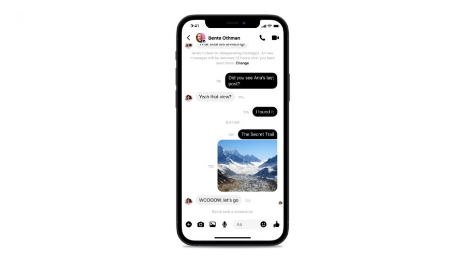 Dans les conversations chiffrées, Messenger va vous prévenir lorsque quelqu'un fait une capture d'écran. // Source : Meta