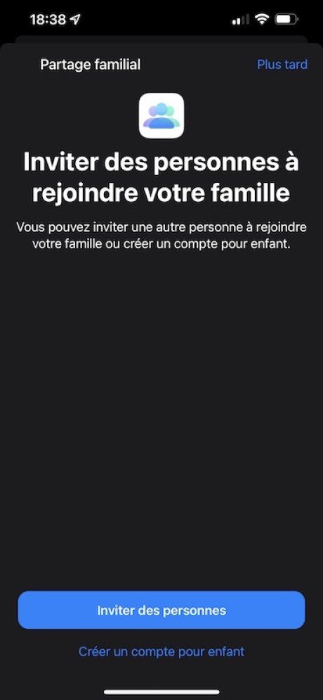 Configuration d'un compte enfant en partage familial // Source : Frandroid