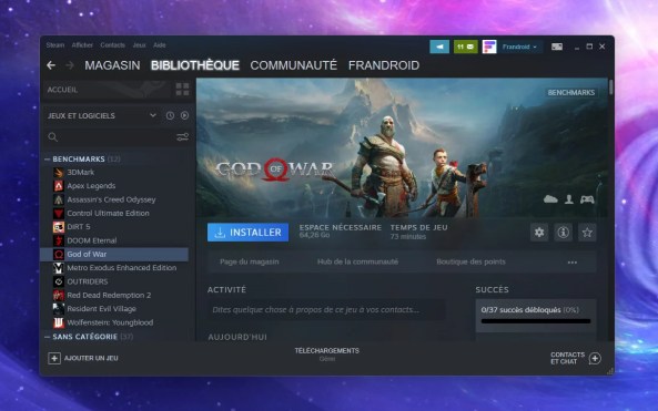 Le menu Steam sur PC // Source : Frandroid