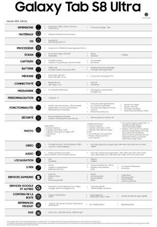 Fiche technique de la Samsung Galaxy Tab S8 Ultra // Source : Roland Quandt