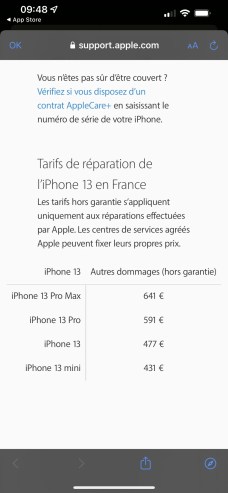 Apple informe sur les tarifs des réparations // Source : Apple