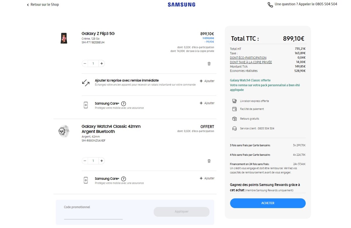 z flip 3 avec watch 4 classic offerte chez samsung