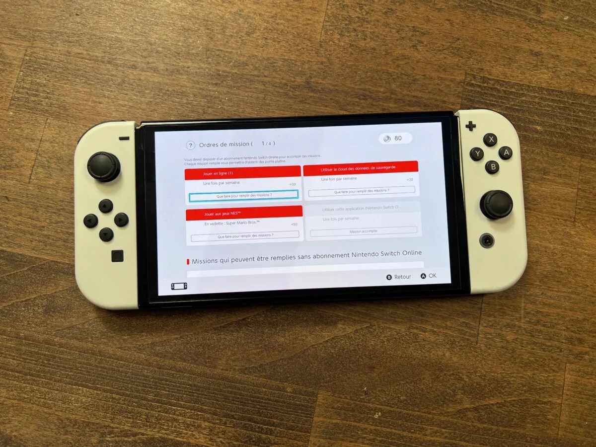 Nintendo Switch Online missions menu