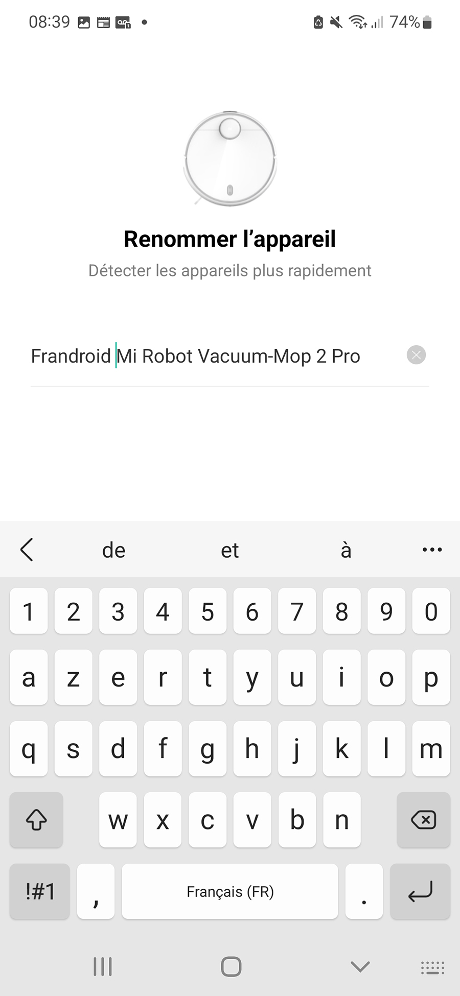 Pour terminer, vous pouvez modifier le nom de votre robot // Source : Yazid Amer - Frandroid