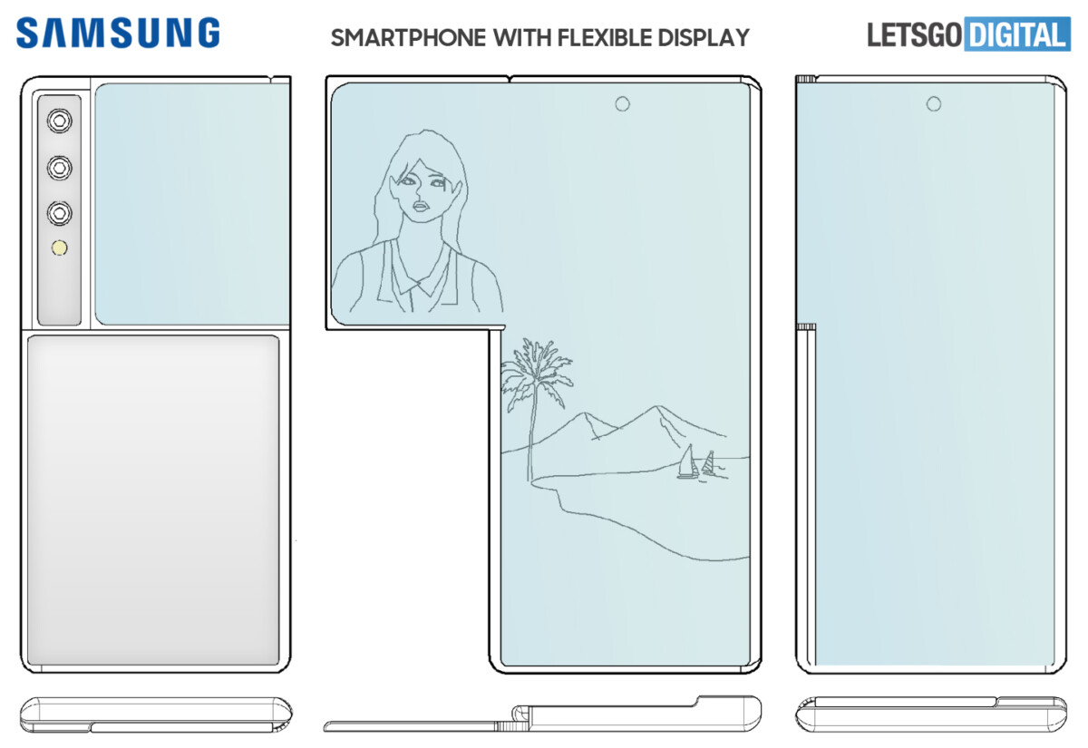 Brevet montrant un nouveau concept de smartphone pliable // Source : LetsGoDigital