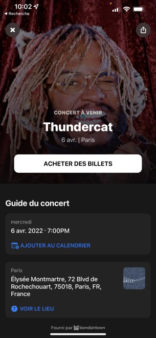 Les informations sur le prochain concert de l'artiste apparaissent // Source : Frandroid