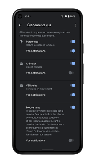 Nest Cam avec projecteur - Application Google Home (9)