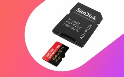 Une carte microSD et son adapteur pour slot SD