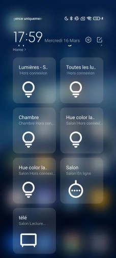 MIUI installe une gestion de la domotique bien pensée sous son volet des raccourcis.