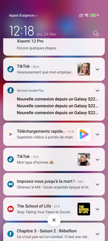 Les notifications sous MIUI 13 prennent un peu de place et manquent parfois de logique. // Source : Frandroid