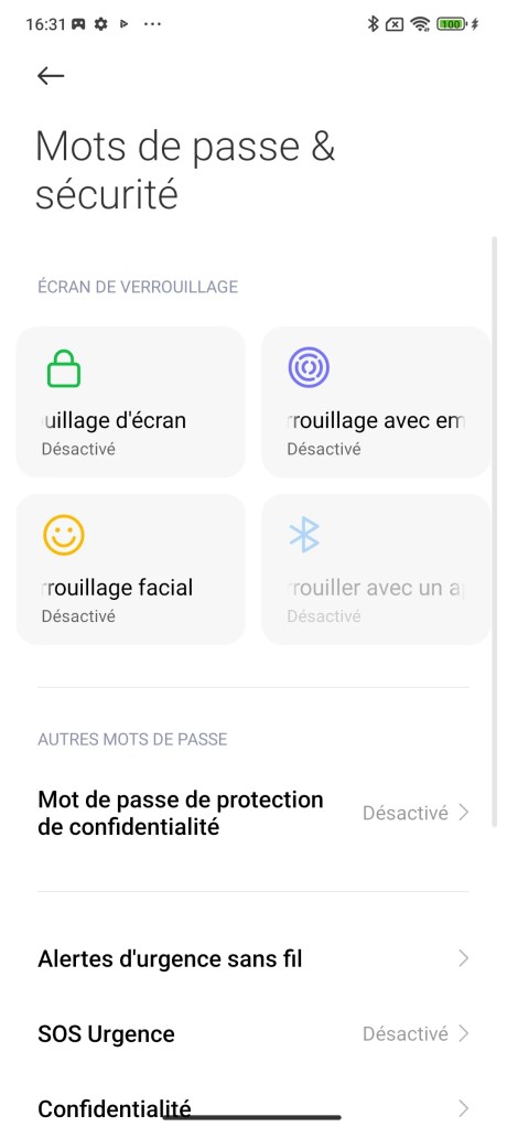 Le menu verrouillage de MIUI 13. // Source : Frandroid