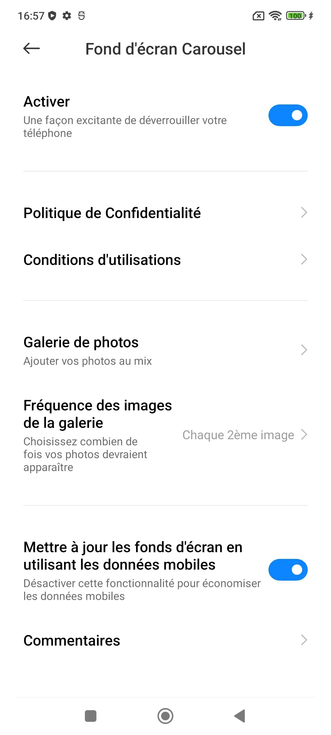 Sur MIUI 13, vous pouvez choisir de faire de votre écran de verrouillage un carrousel de photos. // Source : Frandroid