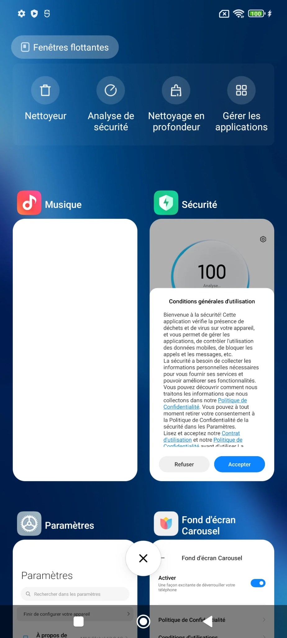 Le multi-tâches sur MIUI 13. // Source : Frandroid