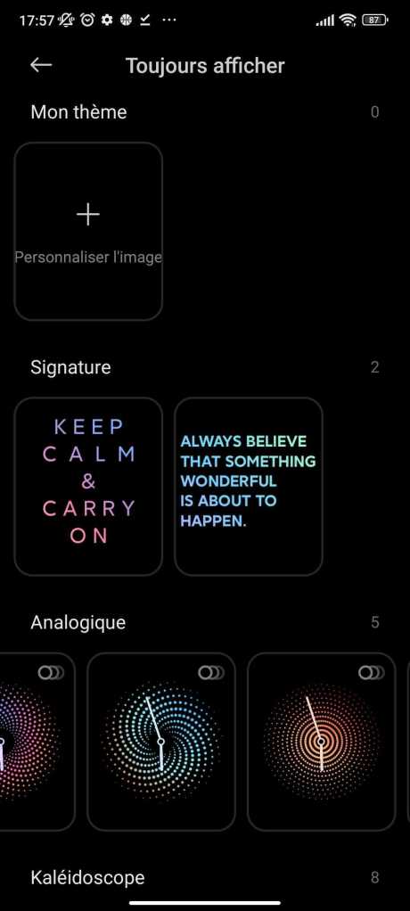 L'Always On offre de nombreuses options de personnalisation. // Source : Frandroid