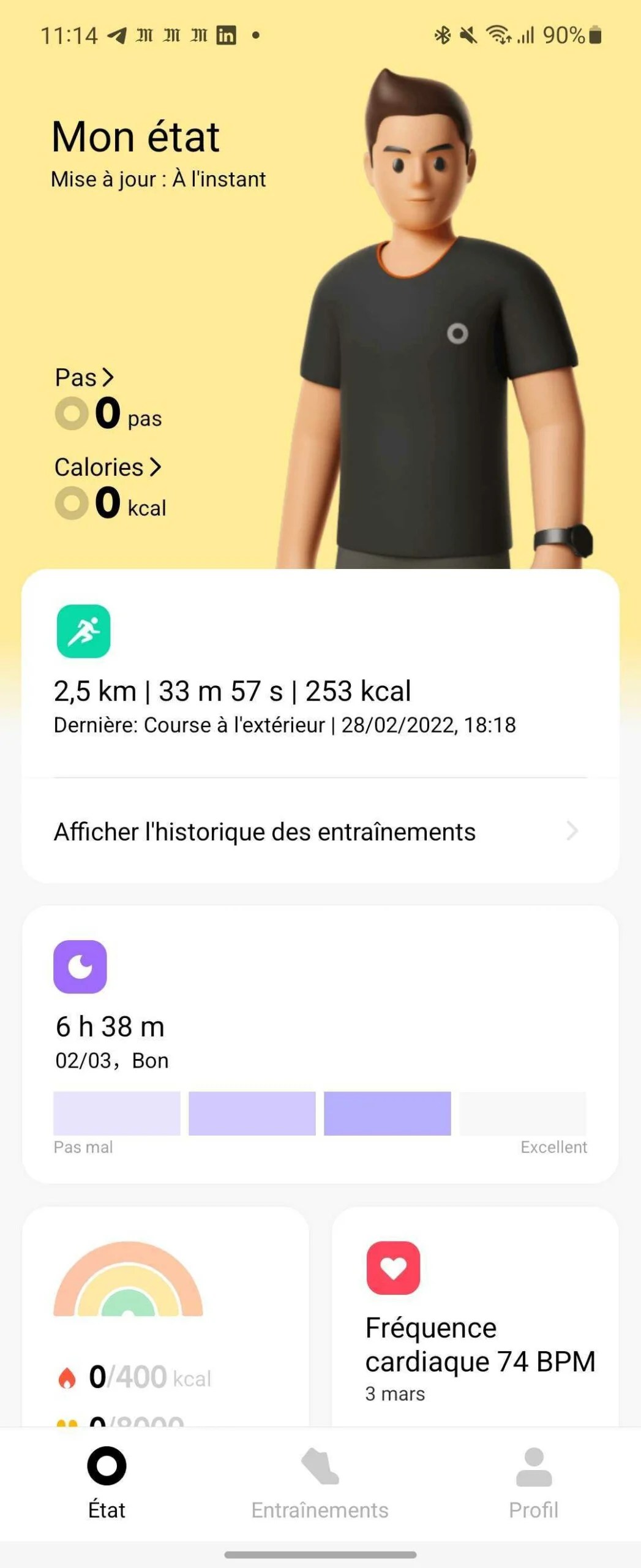 L'application Xiaomi Wear utilisée avec le Redmi Watch 2 Lite. // Source : Frandroid