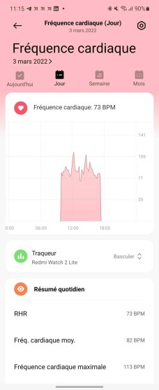 L'application Xiaomi Wear utilisée avec le Redmi Watch 2 Lite. // Source : Frandroid