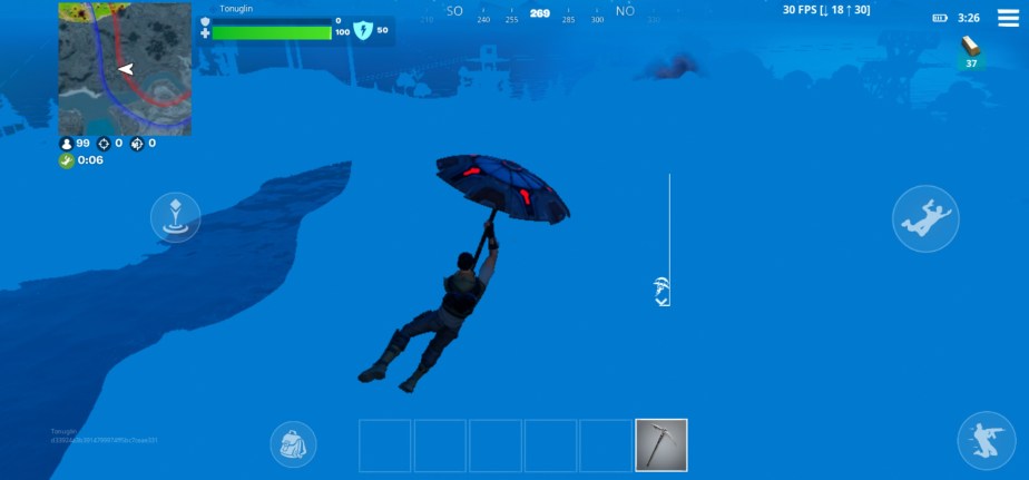 Fortnite sur le S22 Ultra affiche une brume bleue très étrange. // Source : Frandroid