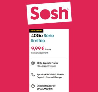 Sosh repart à l’offensive avec un forfait mobile 40 Go à moins de 10€/mois