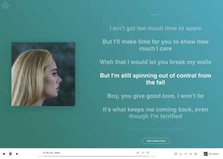 Deezer permet d'afficher les paroles // Source : Deezer