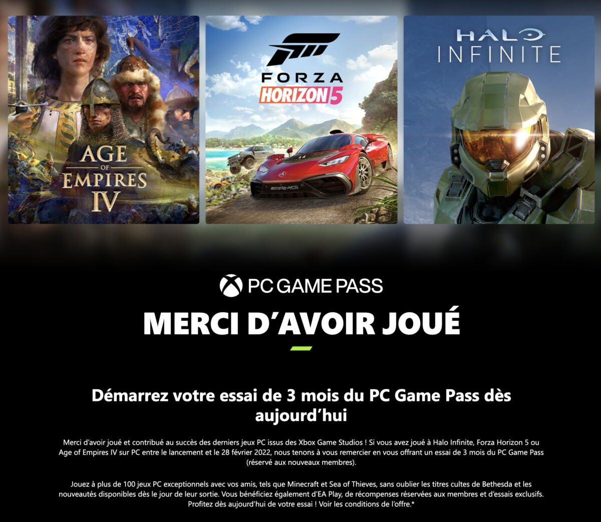 PC Game Pass: 3 months free if you liked Halo Infinite or Forza Horizon 5