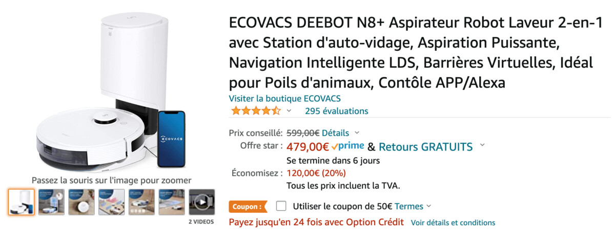 Capture d’écran — Ecovacs Deebot N8 + sur Amazon