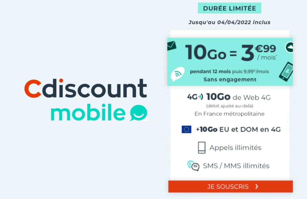 Cdiscount Mobile 10 Go Avril