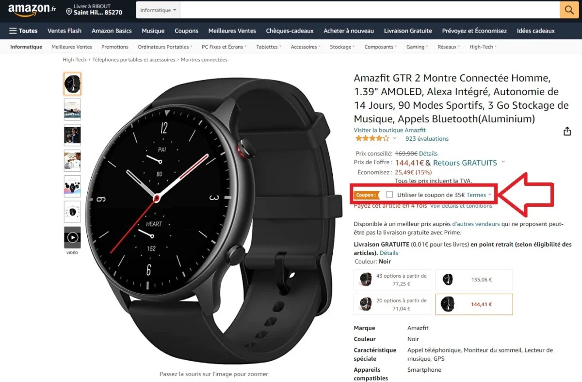 coupon amazfit gtr 2