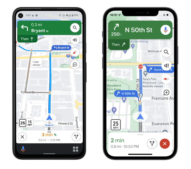 La navigation plus détaillée sur Google Maps