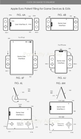 Les manettes style "Joy-Cons" qui peuvent s'utiliser en mode portrait ou en mode paysage // Source : Patently Apple