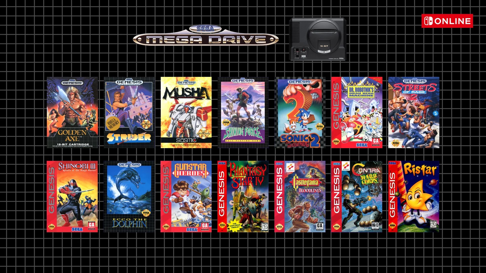 Les jeux Mega Drive disponibles dans l'offre Nintendo Switch Online + Pack additionnel