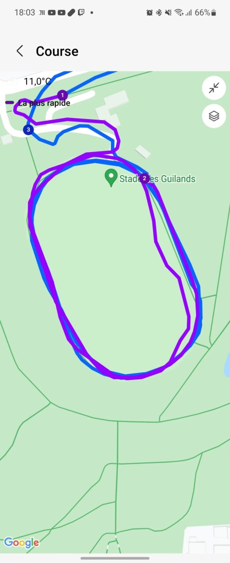 Le suivi GPS sur Samsung Health. // Source : Frandroid