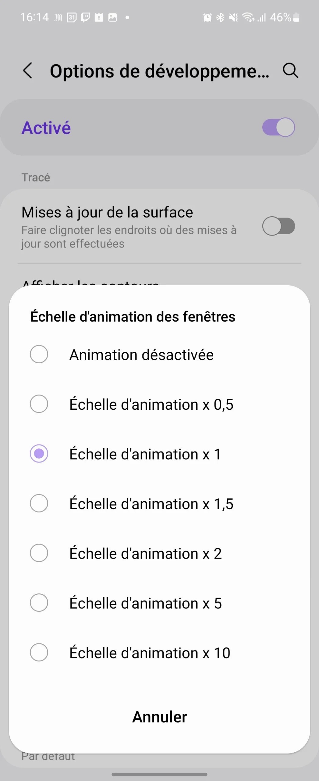 Modification de l'échelle des animations sur One UI 4. // Source : Frandroid