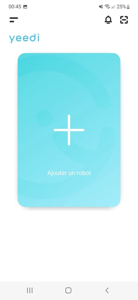 Quand aucun robot n’est installé, un gros bouton + permet de lancer le processus d’installation   // Source : Yazid Amer - Frandroid