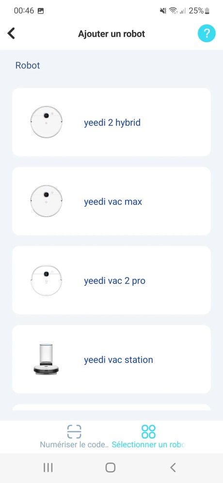 Ensuite, sélectionnez votre robot dans la liste proposée // Source : Yazid Amer - Frandroid