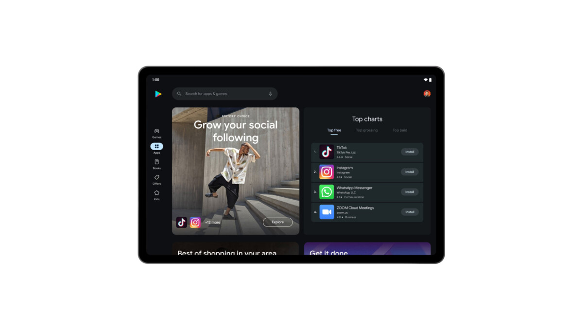 6. Google Play on Android tablet