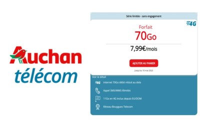 Auchan Telecom forfait 70 Go Mai 2022