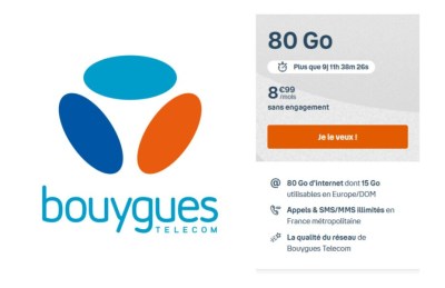 Bouygues Télécom forfait 80 Go Mai 2022