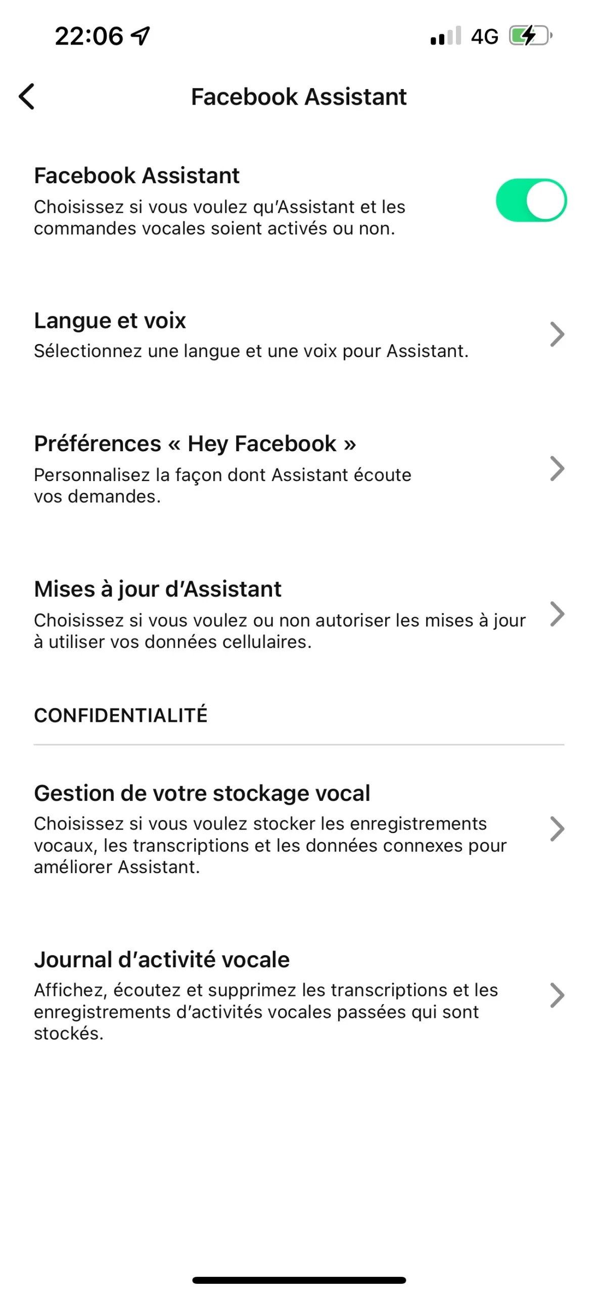 Le paramétrage de l'assistant vocal des Ray-Ban Stories // Source : Frandroid