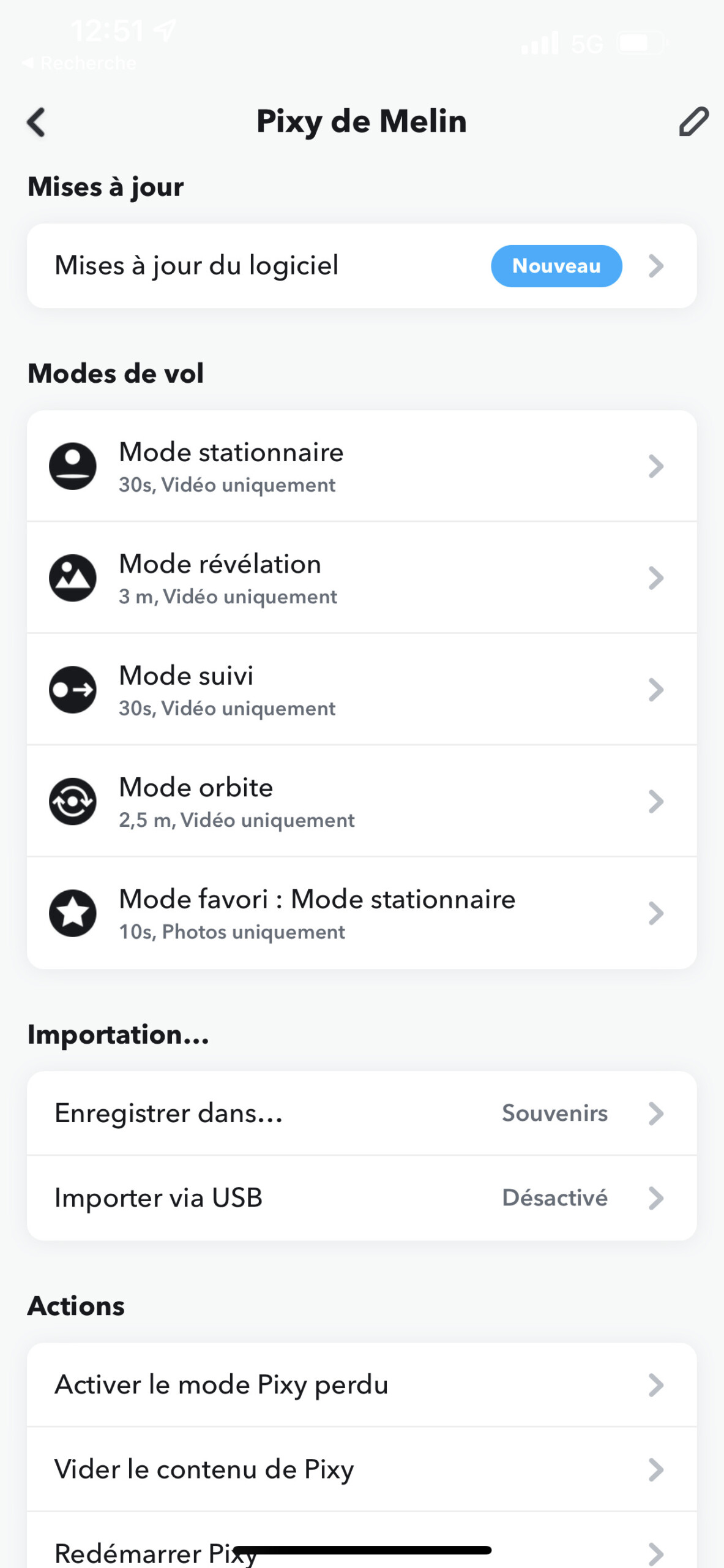 Le menu Pixy dans l'application Snapchat // Source : Frandroid